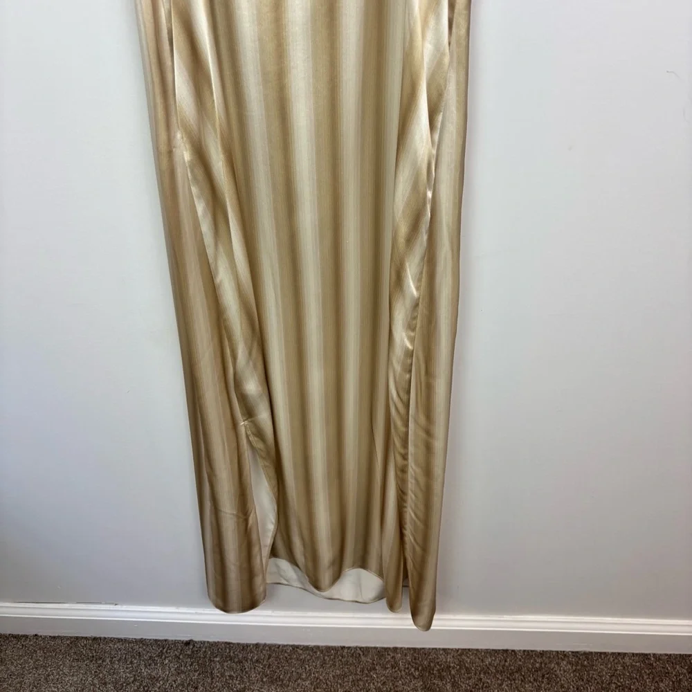 Madewell Silk Midi Slip Dress Faded Khaki Stripe Size 8